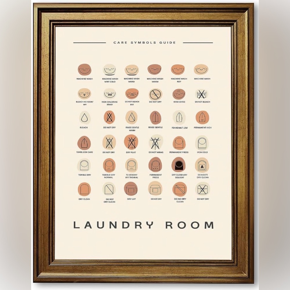 Framed Laundry Care Guide Canvas Print Art 🖼️